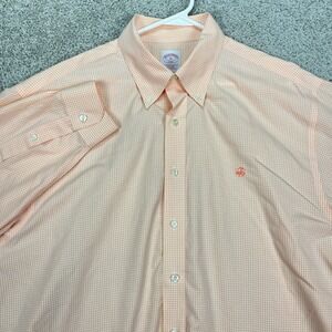 Brooks Brothers XL 346 Original Polo Shirt Peach Gingham Check Button Down